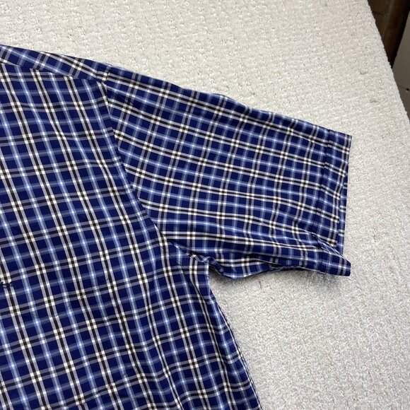 Paul & Shark Yachting Shirt Men Sz 44 Plaid Blue / Brown Short Sleeve Soft Touch - Picture 4 of 16